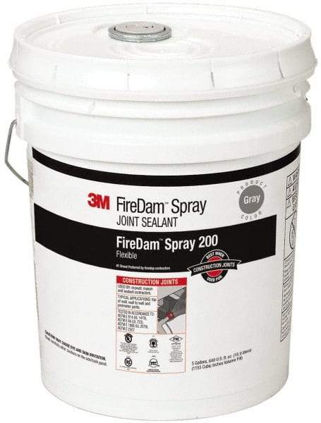 3M - 5 Gal Pail Gray Elastomer Joint Sealant - 110°F Max Operating Temp, 24 hr Full Cure Time, Series Spray 200 - Strong Tooling