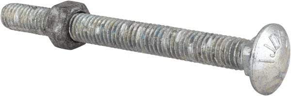 Value Collection - 3/8-16 UNC 4" Length Under Head, Standard Square Neck, Carriage Bolt - Grade 5 Steel, Galvanized Zinc-Plated Finish - Strong Tooling