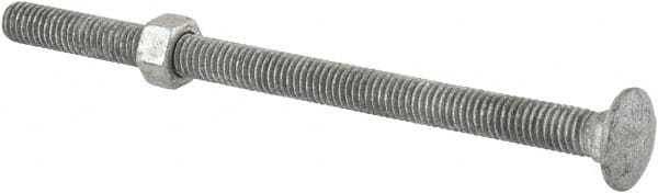 Value Collection - 3/8-16 UNC 6" Length Under Head, Standard Square Neck, Carriage Bolt - Grade 5 Steel, Galvanized Zinc-Plated Finish - Strong Tooling