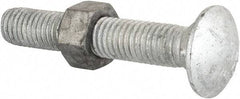 Value Collection - 1/2-13 UNC 3" Length Under Head, Standard Square Neck, Carriage Bolt - Grade 5 Steel, Galvanized Zinc-Plated Finish - Strong Tooling