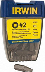 Irwin - 1/4" Drive, #2 Square Recess Screwdriver Bit - 1" OAL - Strong Tooling