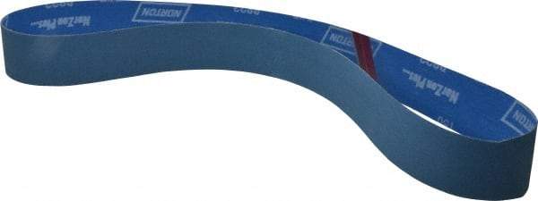 Norton - 2" Wide x 48" OAL, 150 Grit, Zirconia Alumina Abrasive Belt - Zirconia Alumina, Very Fine, Coated, X Weighted Cloth Backing - Strong Tooling