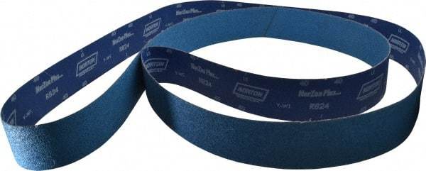 Norton - 3" Wide x 132" OAL, 40 Grit, Zirconia Alumina Abrasive Belt - Zirconia Alumina, Coarse, Coated, Y Weighted Cloth Backing, Series R824 - Strong Tooling
