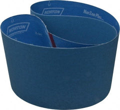 Norton - 6" Wide x 48" OAL, 120 Grit, Zirconia Alumina Abrasive Belt - Zirconia Alumina, Fine, Coated, X Weighted Cloth Backing, Series R823 - Strong Tooling