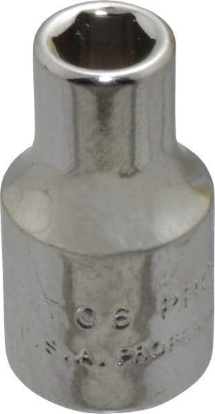 Proto - 3/16", 1/4" Drive, Standard Hand Socket - 6 Points, 7/8" OAL, Chrome Finish - Strong Tooling