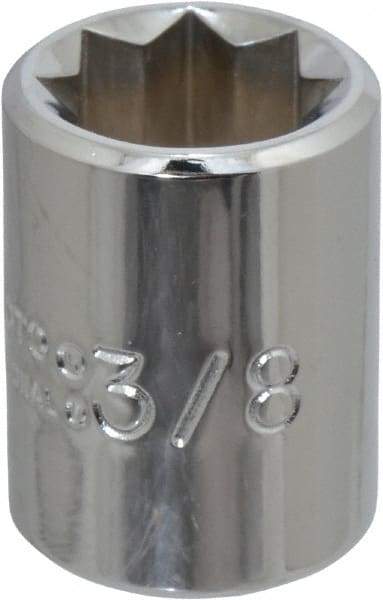 Proto - 3/8", 1/4" Drive, Standard Hand Socket - 8 Points, 7/8" OAL, Chrome Finish - Strong Tooling