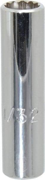 Proto - 11/32", 1/4" Drive, Deep Hand Socket - 12 Points, 2" OAL, Chrome Finish - Strong Tooling