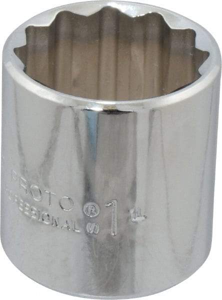 Proto - 1", 3/8" Drive, Standard Hand Socket - 12 Points, 1-3/8" OAL, Chrome Finish - Strong Tooling