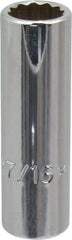 Proto - 7/16", 3/8" Drive, Deep Hand Socket - 12 Points, 2-1/8" OAL, Chrome Finish - Strong Tooling