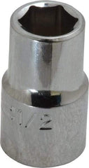 Proto - 1/2", 1/2" Drive, Standard Hand Socket - 6 Points, 1-31/64" OAL, Chrome Finish - Strong Tooling