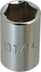 Proto - 11/16", 1/2" Drive, Standard Hand Socket - 6 Points, 1-1/2" OAL, Chrome Finish - Strong Tooling