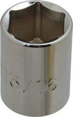 Proto - 13/16", 1/2" Drive, Standard Hand Socket - 6 Points, 1-1/2" OAL, Chrome Finish - Strong Tooling