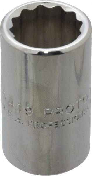 Proto - 19/32", 1/2" Drive, Standard Hand Socket - 12 Points, 1-1/2" OAL, Chrome Finish - Strong Tooling