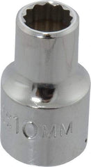 Proto - 1/2" Drive, Standard Hand Socket - 12 Points, 1-1/2" OAL, Chrome Finish - Strong Tooling