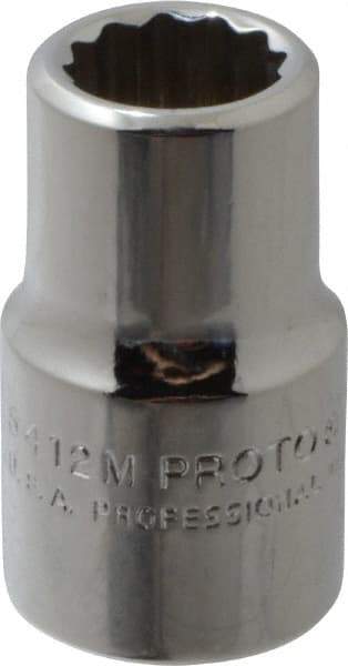 Proto - 1/2" Drive, Standard Hand Socket - 12 Points, 1-1/2" OAL, Chrome Vanadium, Chrome Finish - Strong Tooling