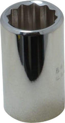 Proto - 1/2" Drive, Standard Hand Socket - 12 Points, 1-1/2" OAL, Chrome Finish - Strong Tooling