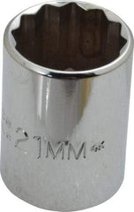 Proto - 1/2" Drive, Standard Hand Socket - 12 Points, 1-7/16" OAL, Chrome Finish - Strong Tooling