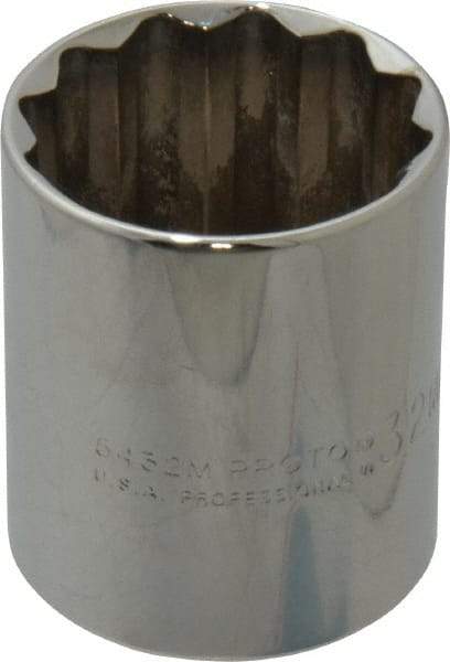 Proto - 1/2" Drive, Standard Hand Socket - 12 Points, 1-25/32" OAL, Chrome Finish - Strong Tooling