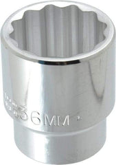 Proto - 1/2" Drive, Standard Hand Socket - 12 Points, 2-1/4" OAL, Chrome Finish - Strong Tooling