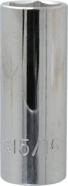 Proto - 15/16", 1/2" Drive, Deep Hand Socket - 6 Points, 3-1/4" OAL, Chrome Finish - Strong Tooling