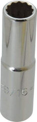 Proto - 9/16", 1/2" Drive, Deep Hand Socket - 12 Points, 3-1/4" OAL, Chrome Finish - Strong Tooling