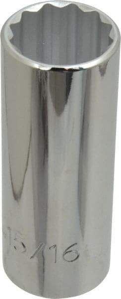 Proto - 15/16", 1/2" Drive, Deep Hand Socket - 12 Points, 3-1/4" OAL, Chrome Finish - Strong Tooling