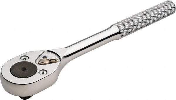 Proto - 1/2" Drive Pear Head Ratchet - Chrome Finish, 10" OAL, 24 Gear Teeth, Standard Knurled Handle, Standard Head - Strong Tooling