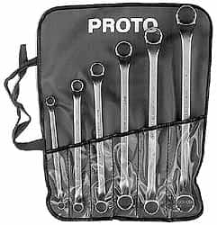 Proto - 6 Piece, 3/8" x 7/16" to 15/16" x 1", 12 Point Box End Wrench Set - Inch Measurement Standard, Satin Finish - Strong Tooling