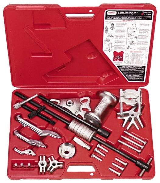 Proto - 22 Piece, 6 Ton Capacity, 7" Spread, Standard Puller Set - 8 Jaws, 6" Reach - Strong Tooling