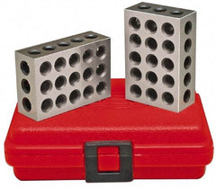 SPI - 0.0003 Squareness Per Inch, Hardened Steel, 2-3-4 Block with 23 Hole Setup Block - 3/8 - 16 Inch Tapped Hole Size, 55-60 Rc Hardness, Sold As Matched Pair - Strong Tooling