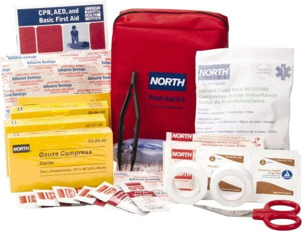 North - 61 Piece, 5 Person, Multipurpose/Auto/Travel First Aid Kit - 5" Wide x 2-1/2" Deep x 5-1/2" High, Nylon Bag - Strong Tooling