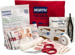 North - 39 Piece, 10 Person, Multipurpose/Auto/Travel First Aid Kit - 4-1/2" Wide x 1-1/2" Deep x 7" High, Nylon Bag - Strong Tooling