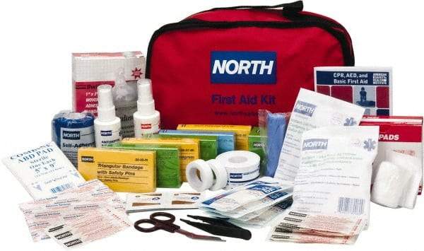 North - 187 Piece, 25 Person, Multipurpose/Auto/Travel First Aid Kit - 7" Wide x 6" Deep x 10" High, Nylon Bag - Strong Tooling