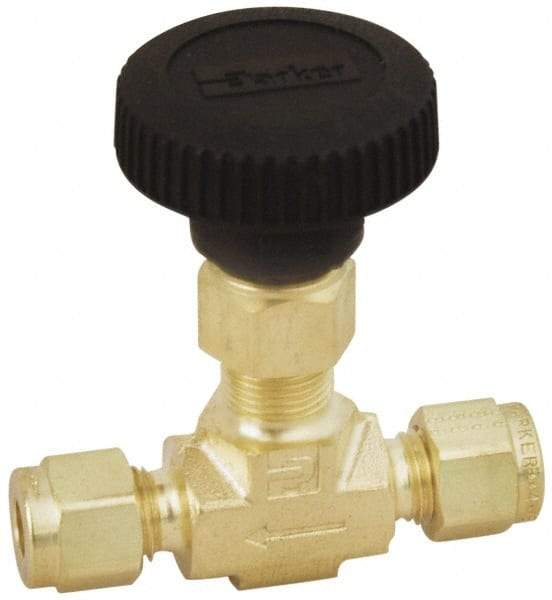 Parker - 3,000 Max psi, 1/8" Pipe, Brass, Inline Instrumentation Needle Valve - Strong Tooling