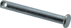 Made in USA - 3/16" Pin Diam, 1-1/2" OAL, Standard Clevis Pin - 3/32" Hole, 1-13/32" Usable Length, Zinc-Plated Steel - Strong Tooling