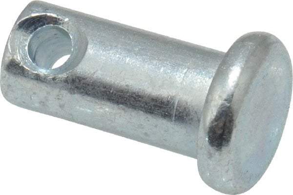 Made in USA - 1/4" Pin Diam, 1/2" OAL, Standard Clevis Pin - 3/32" Hole, 13/32" Usable Length, Zinc-Plated Steel - Strong Tooling