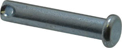 Made in USA - 1/4" Pin Diam, 1-1/4" OAL, Standard Clevis Pin - 3/32" Hole, 1-5/32" Usable Length, Zinc-Plated Steel - Strong Tooling