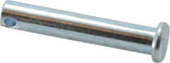 Made in USA - 1/4" Pin Diam, 1-3/8" OAL, Standard Clevis Pin - 3/32" Hole, 1-9/32" Usable Length, Zinc-Plated Steel - Strong Tooling