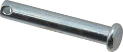 Made in USA - 1/4" Pin Diam, 1-1/2" OAL, Standard Clevis Pin - 3/32" Hole, 1-13/32" Usable Length, Zinc-Plated Steel - Strong Tooling