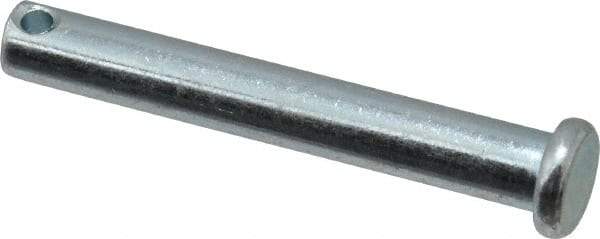 Made in USA - 1/4" Pin Diam, 1-3/4" OAL, Standard Clevis Pin - 3/32" Hole, 1-21/32" Usable Length, Zinc-Plated Steel - Strong Tooling