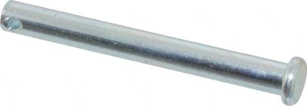 Made in USA - 1/4" Pin Diam, 2-1/4" OAL, Standard Clevis Pin - 3/32" Hole, 2-5/32" Usable Length, Zinc-Plated Steel - Strong Tooling