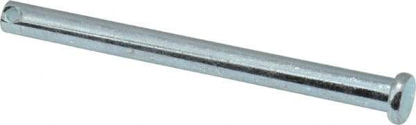 Made in USA - 1/4" Pin Diam, 3" OAL, Standard Clevis Pin - 3/32" Hole, 2-29/32" Usable Length, Zinc-Plated Steel - Strong Tooling