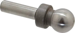 Jergens - 1/2" Ball Diam, 1/4" Shank Diam, Steel Inspection Tooling Ball - Slip-Fit Shank, 1-3/8" Ball Center to Shank Bottom, 1/2" Ball Center to Shoulder Bottom, with Shoulder - Strong Tooling