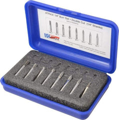 Atrax - 8 Piece, 1/4" Shank Burr Set - Tungsten Carbide, Multiple Head Shape - Strong Tooling