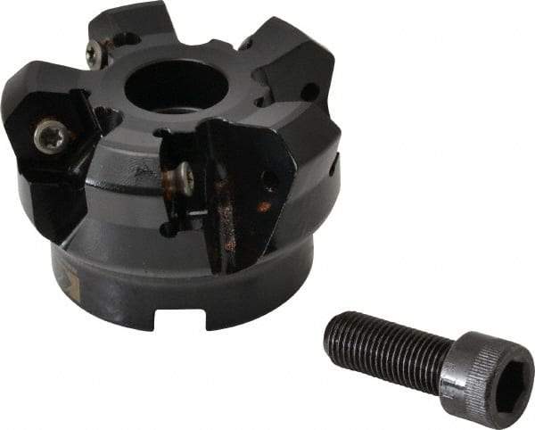 Kennametal - 2" Cut Diam, 3" Arbor Hole, 4.51mm Max Depth of Cut, 45° Indexable Chamfer & Angle Face Mill - 5 Inserts, HNGJ 535-GD Insert, Right Hand Cut, 5 Flutes, Through Coolant, Series KSHR - Strong Tooling