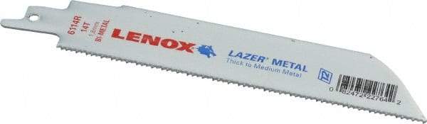 Lenox - 6" Long x 1" Thick, Bi-Metal Reciprocating Saw Blade - Straight Profile, 14 TPI, Toothed Edge - Strong Tooling