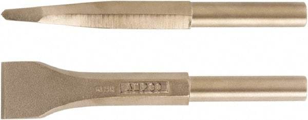 Ampco - 1-1/2" Head Width, 7-3/4" OAL, 3/4" Shank Diam, Scaling Chisel - Round Drive, Round Shank - Strong Tooling