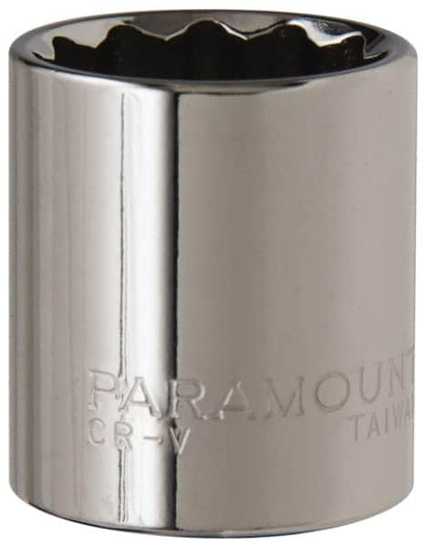 Paramount - 3/8" Drive, Standard Hand Socket - 12 Points, 1-3/16" OAL, Steel, Chrome Finish - Strong Tooling