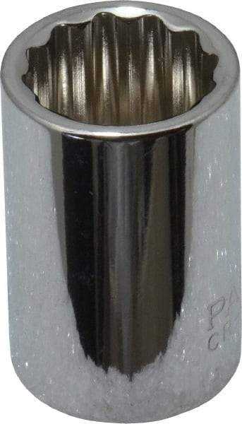 Paramount - 3/8" Drive, Standard Hand Socket - 12 Points, 1-3/16" OAL, Steel, Chrome Finish - Strong Tooling