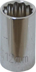 Paramount - 3/8" Drive, Standard Hand Socket - 12 Points, 1-3/16" OAL, Steel, Chrome Finish - Strong Tooling